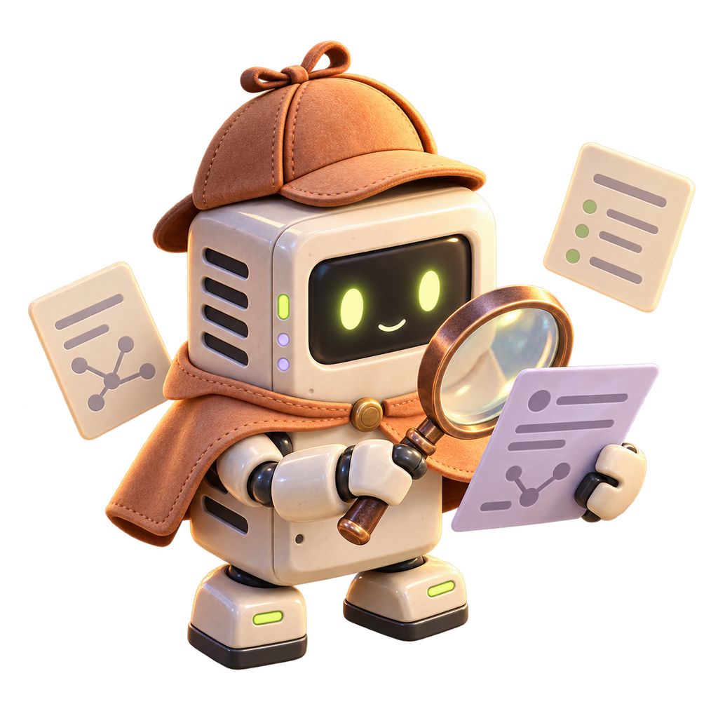 A small investigator robot examining DNS records